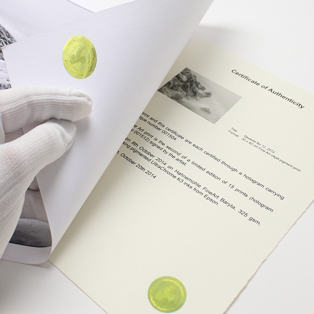Hahnemühle Certificate of Authenticity A4 -25